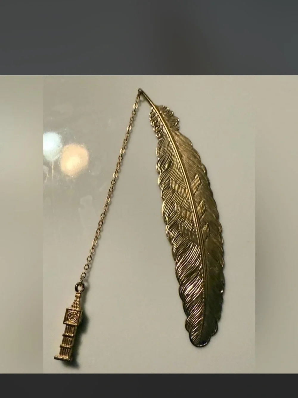 $3 Vintage Feather Bookmark with Big Ben Charm - Brass Tone$3 WHEN BUNDLED WITH